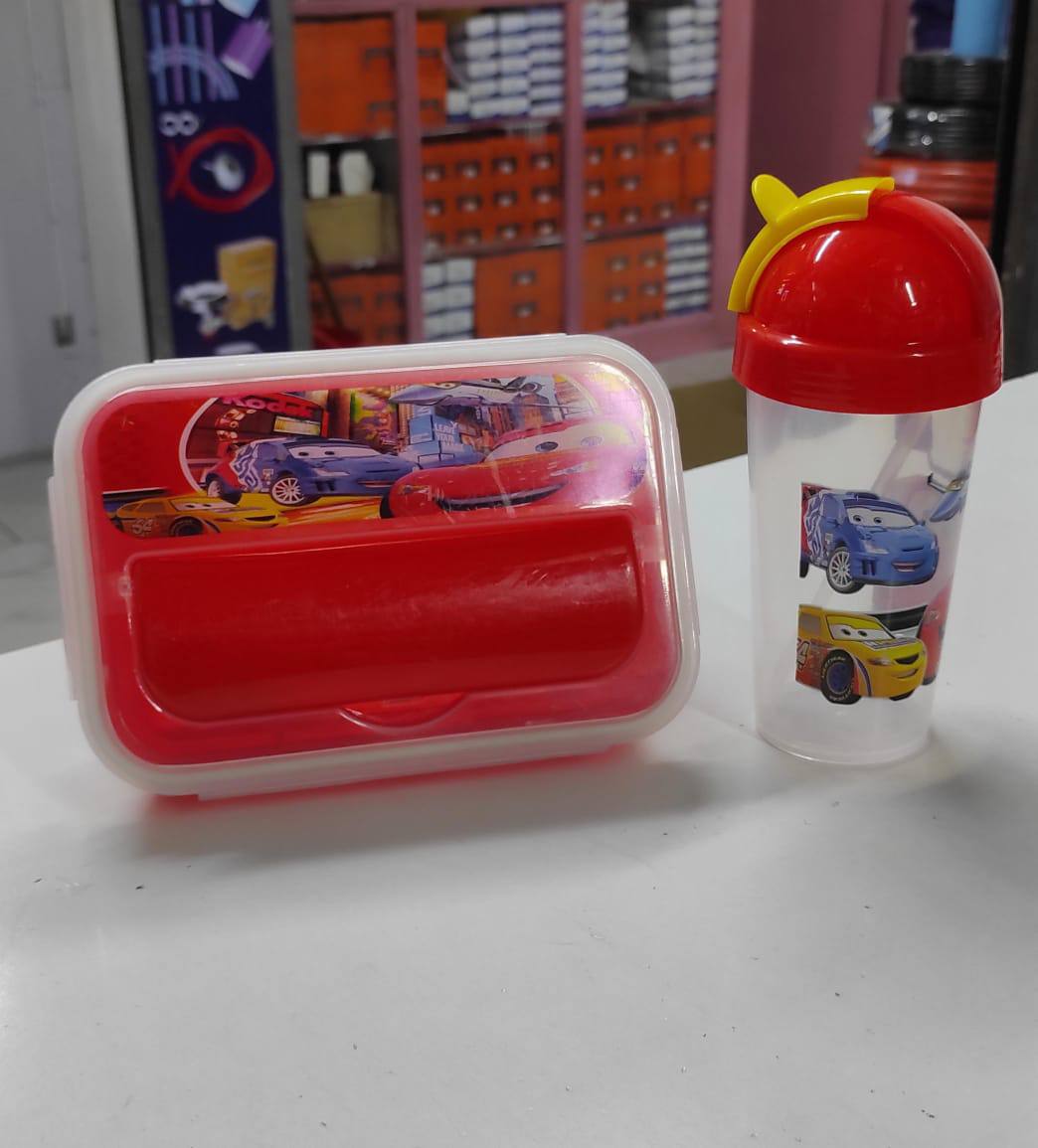 Combo cartoon themed 2-in-1 Lunch Box with Tumbler Set 500ml with straw,