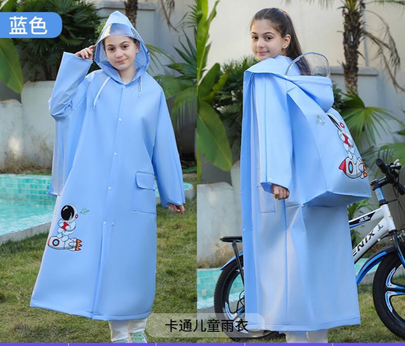 High quality children's raincoat with wide brim hat and zipper