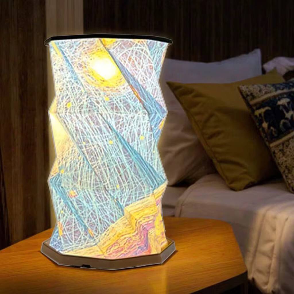 Rotating foldable lamp decor
