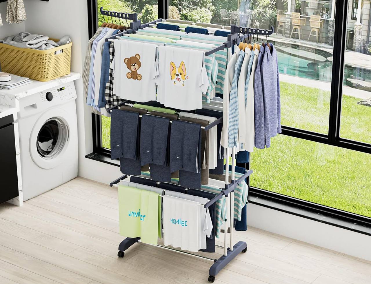 3 Layer Portable / Movable Cloth Drying  Rack