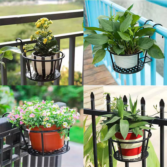 Metallic over the balcony flower pot holder