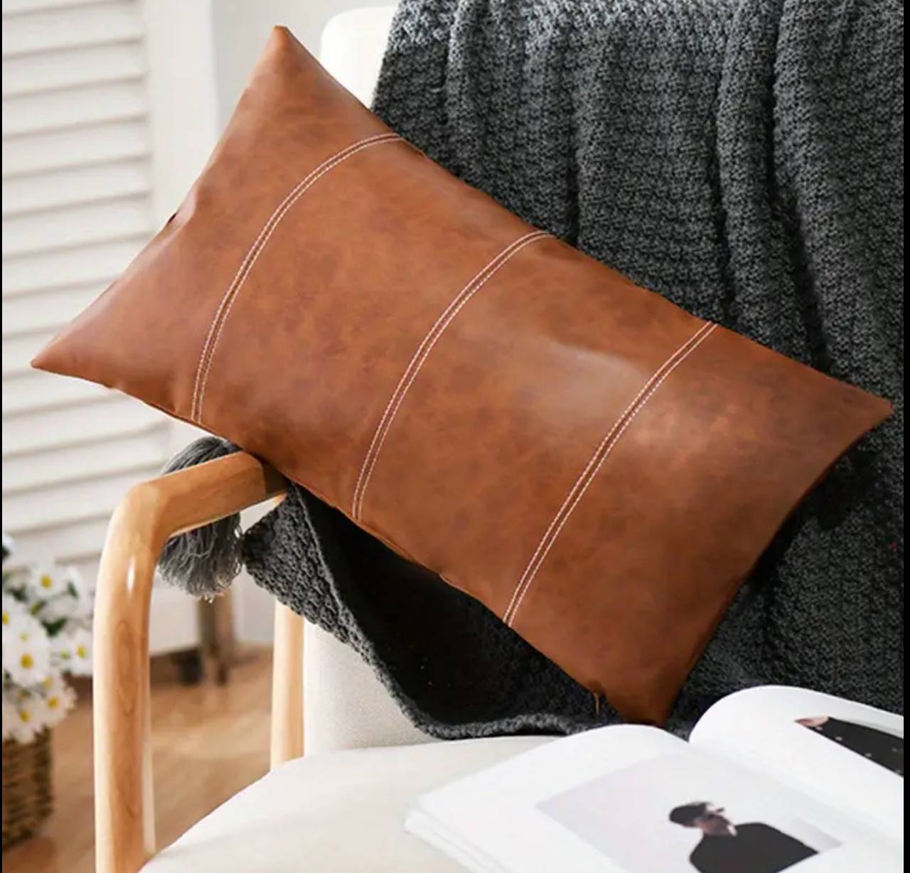 Premium quality leather Throw Pillow Case