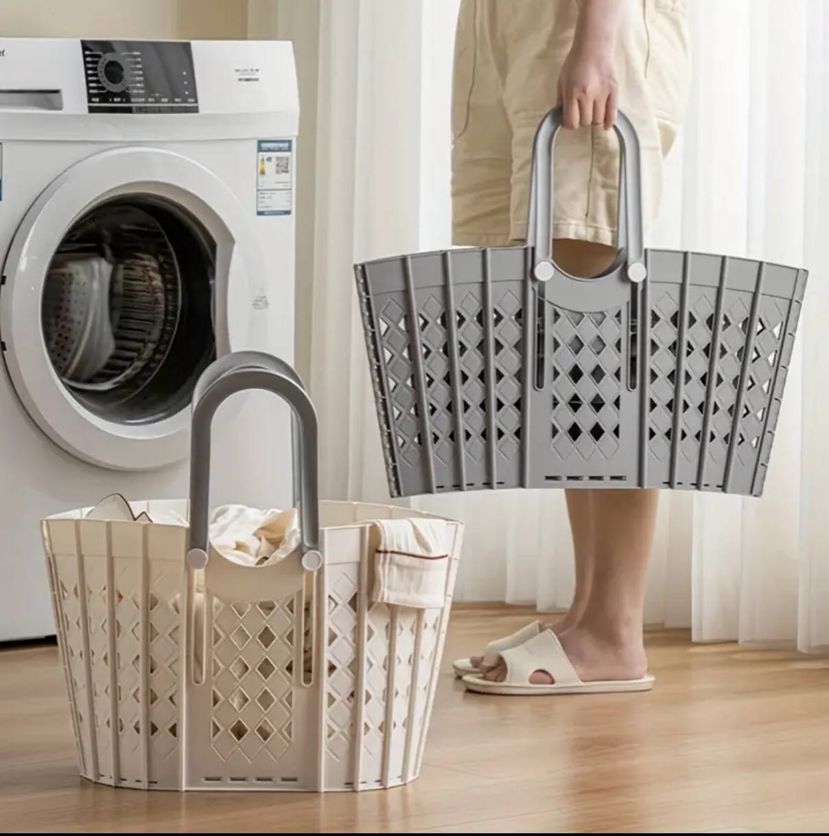 Plastic Handheld Folding Dirty Clothes Basket