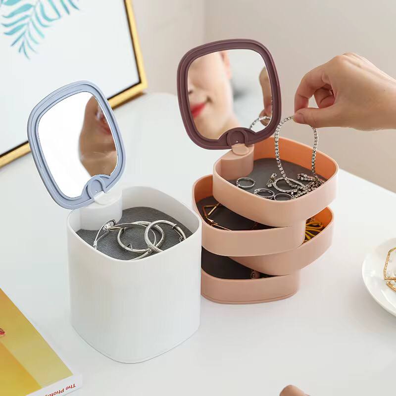 Rotating jewelry organizer.