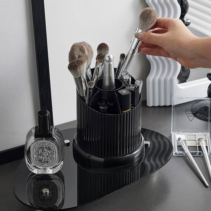 Desktop Makeup Brush Storage Bucket Cup Holder with Lid