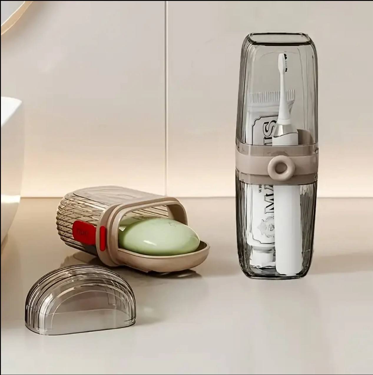 Portable Travel Soap Dish & Toothbrush Holder Set