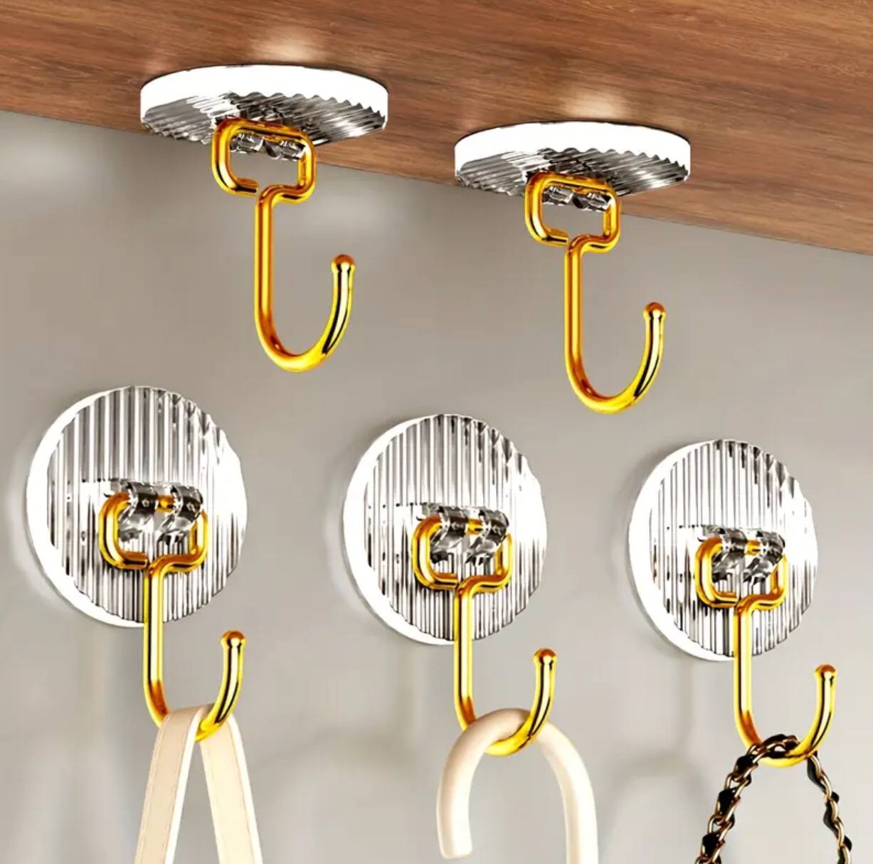 Set of 5 Golden Acrylic Hooks .