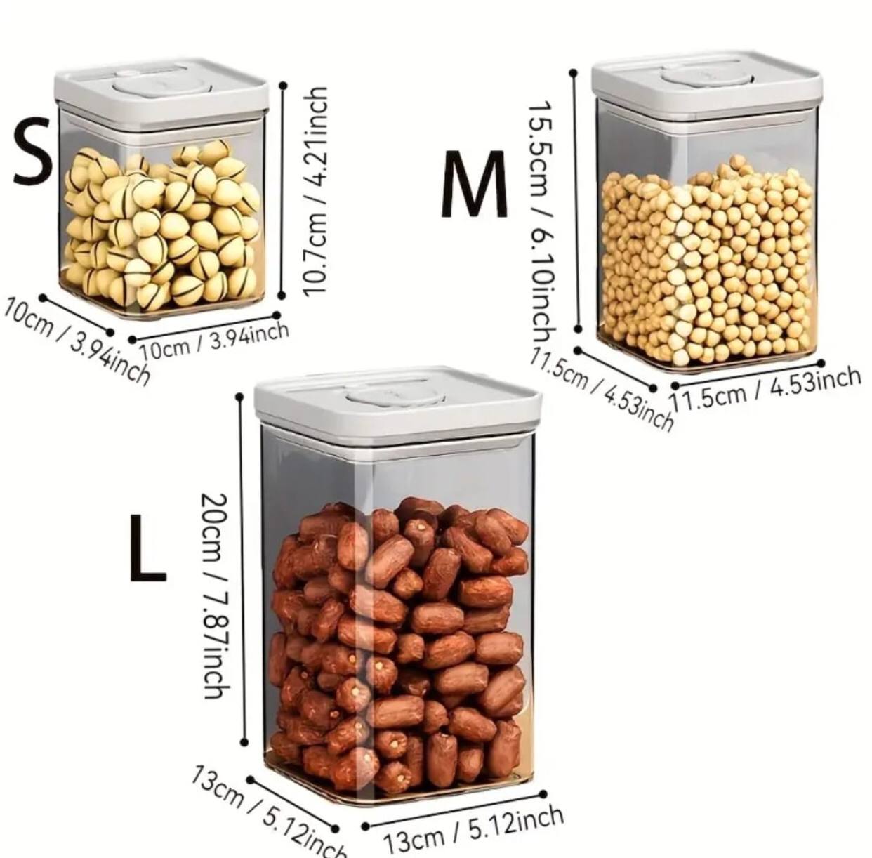 3 pcs Airtight Press-to-Seal Food Storage Container with Lid