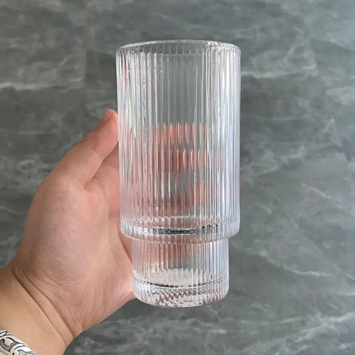 Creative Ribbed Crystal Glass Tumblers  6pc