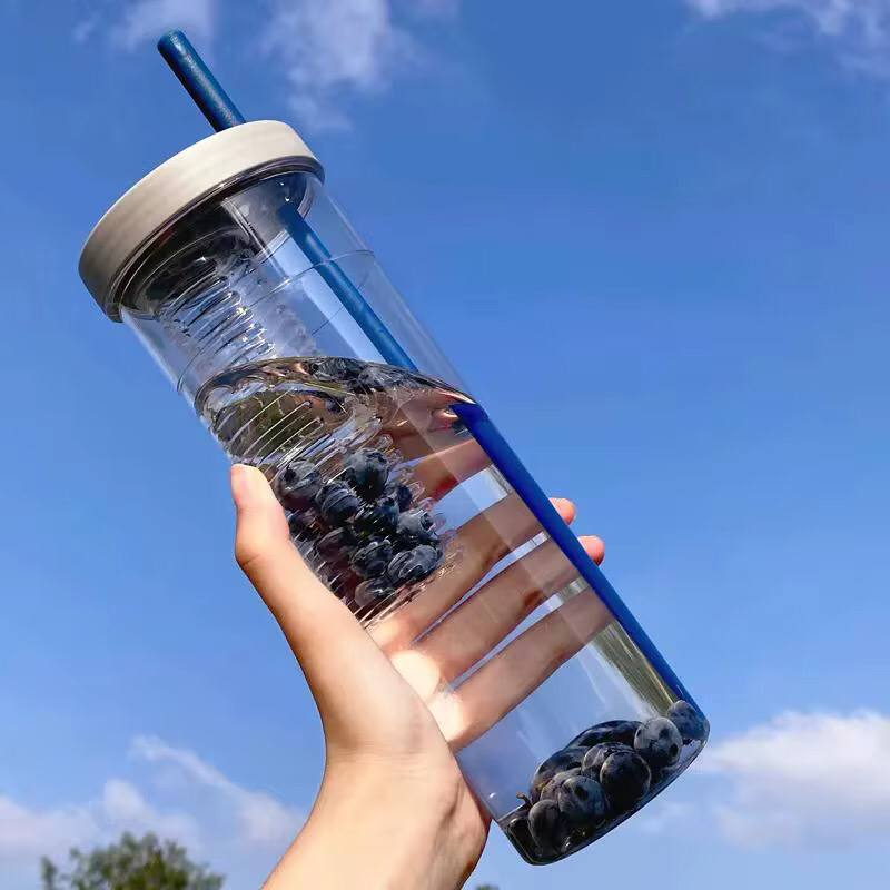 Cute Water Bottle With Foldable Straw 700ML Water Bottle