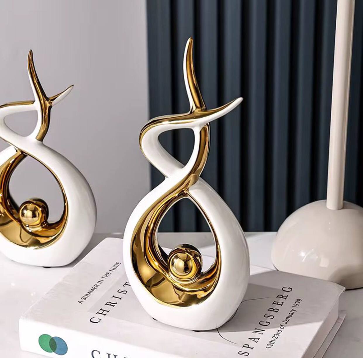 Set of 2 Home decor modern ornaments abstract art ceramic statue