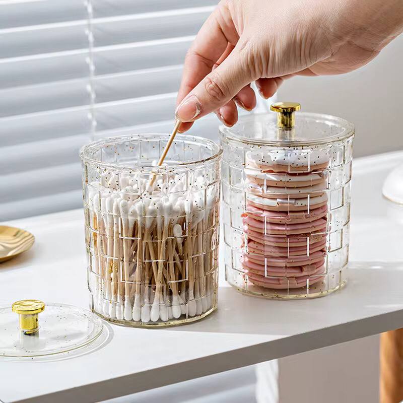 New PET Cosmetic Cotton Box Dustproof ABS Crystal Organizer Transparent Light Luxury Storage Box