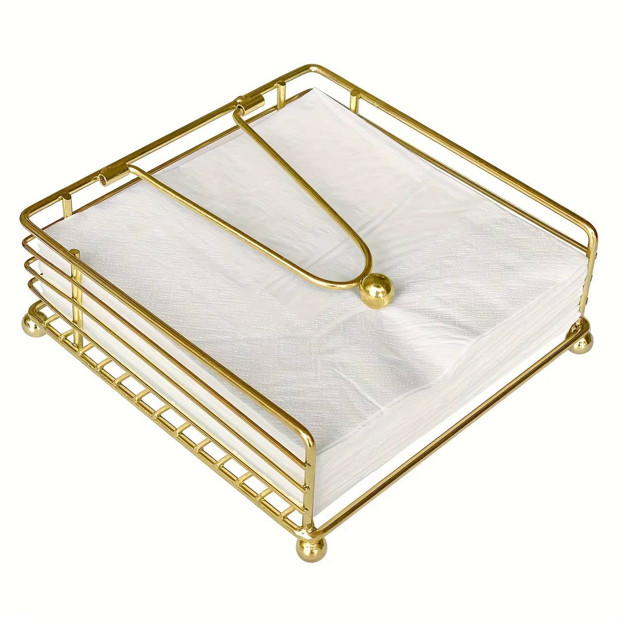 Luxury Metallic Serviette Holder,with Bamboo Place On