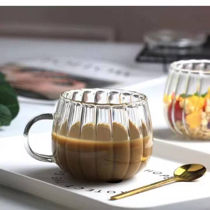Stripped Pumpkin shape borosilicate cups 
2pcs