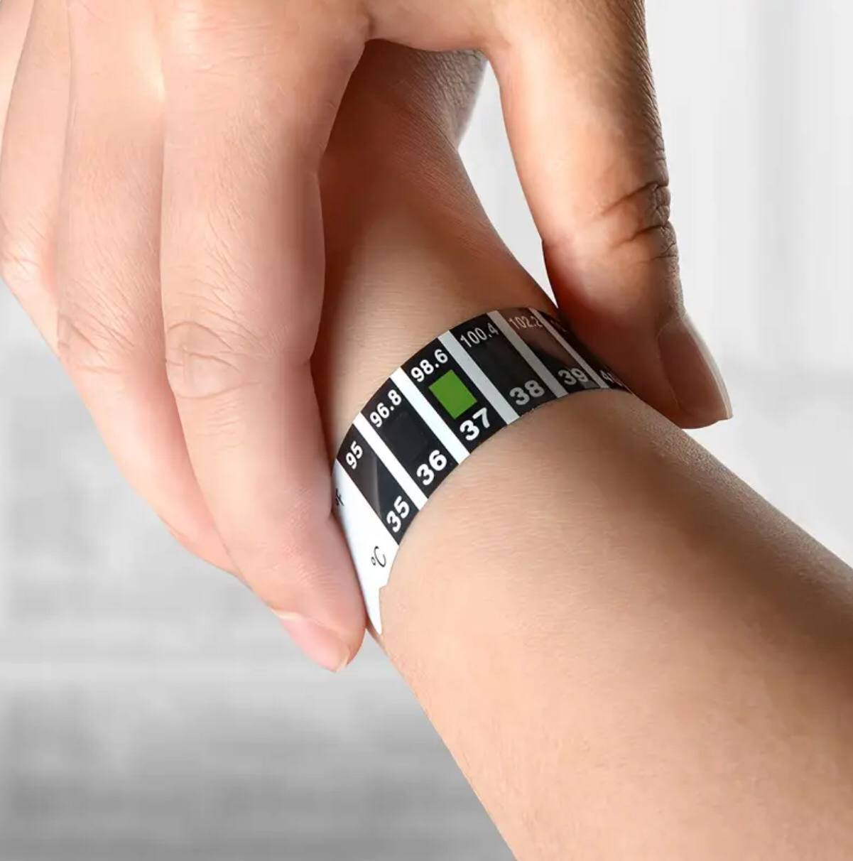 Forehead strip thermometer.