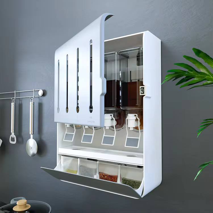 Executive multipurpose 4 way liquid dispenser  with 4 spice holders +Spoons