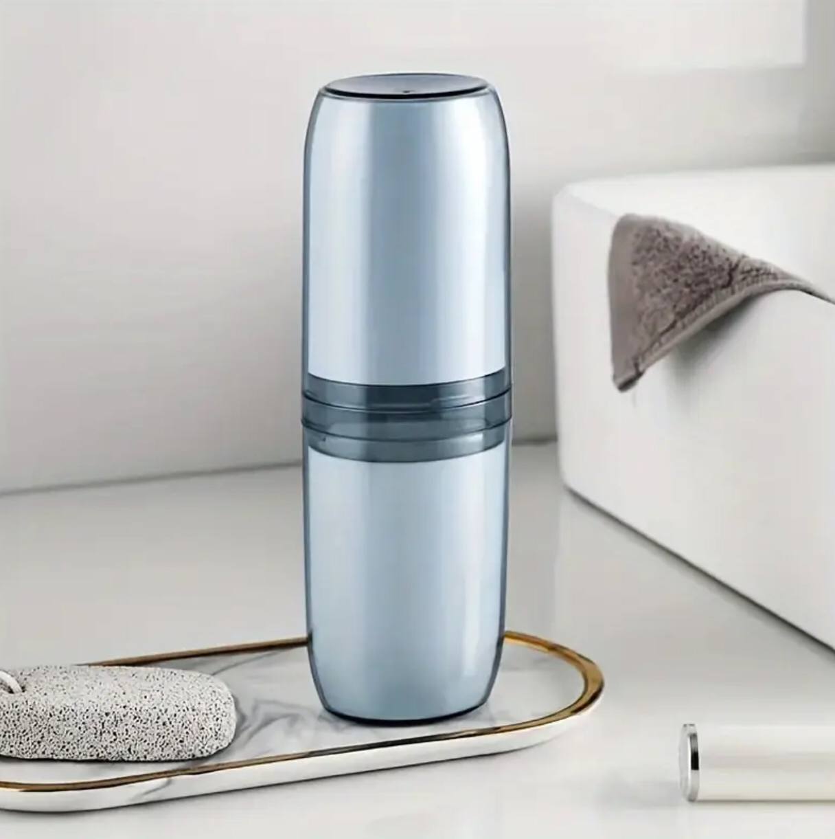 Portable transparent travel toothbrush toothpaste container