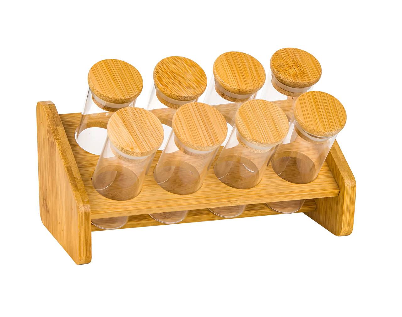 Spice Jars Set plus Bamboo Stand
