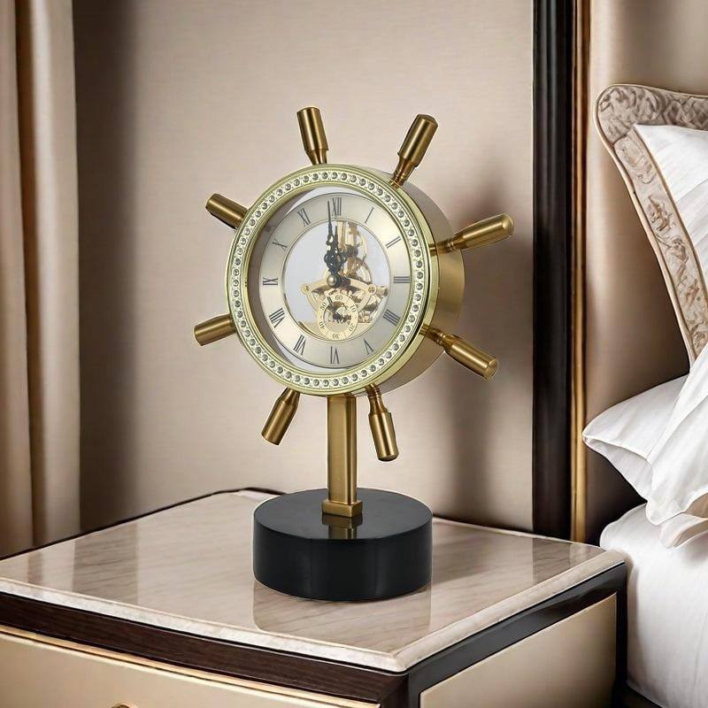 CAPTAIN STEERING METALLIC MARBLE BASE DESKTOP CLOCK