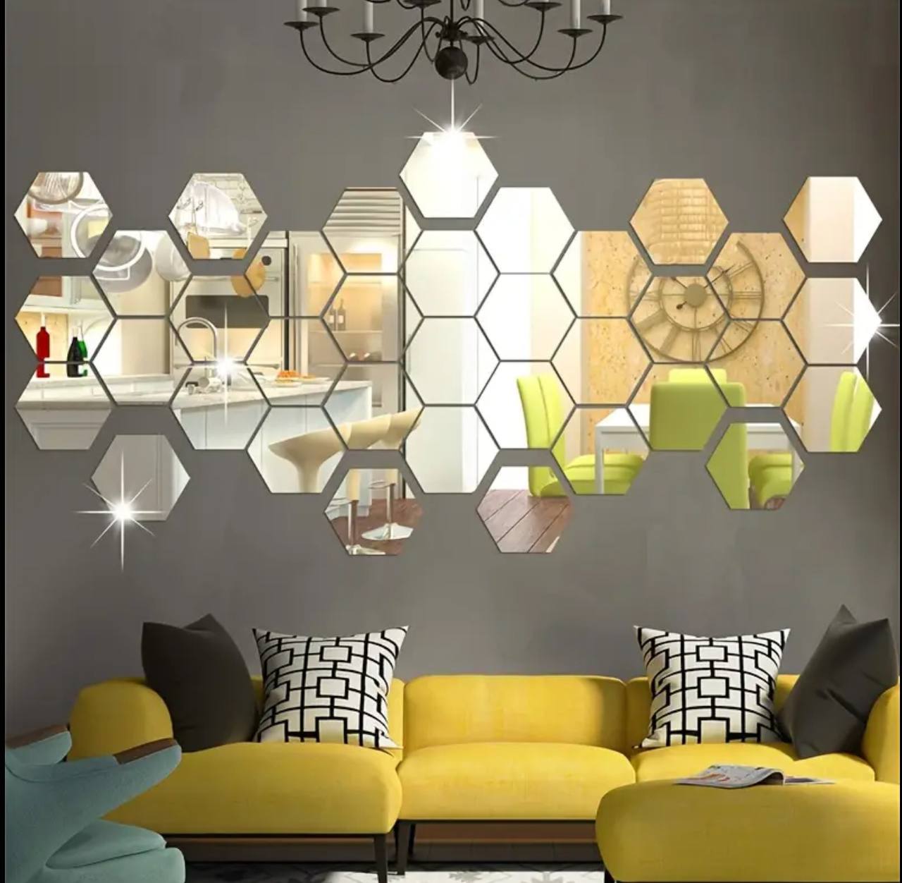12pcs set Hexagonal shape Acrylic Mirrors