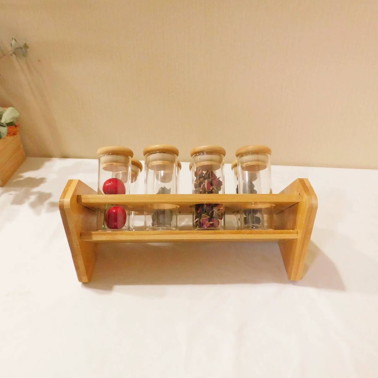 Spice Jars Set plus Bamboo Stand