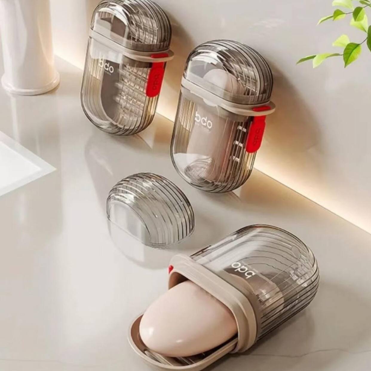 Portable travel soap holders.