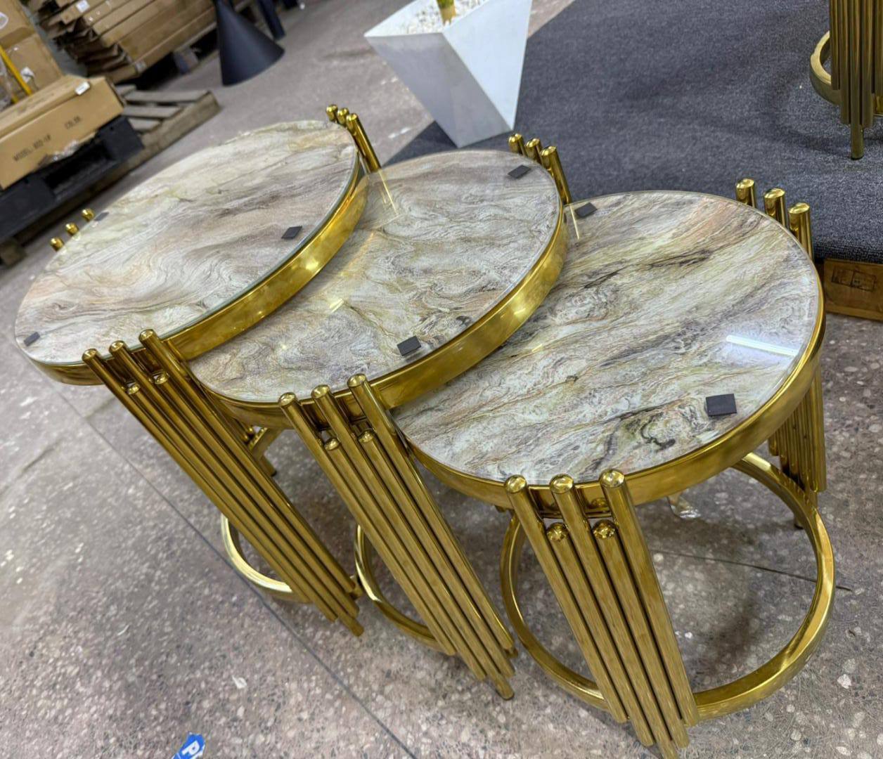 Marble top 3in 1 side stools, center tables