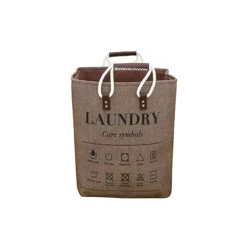 Collapsible large hamper laundry basket with leather handles - washable