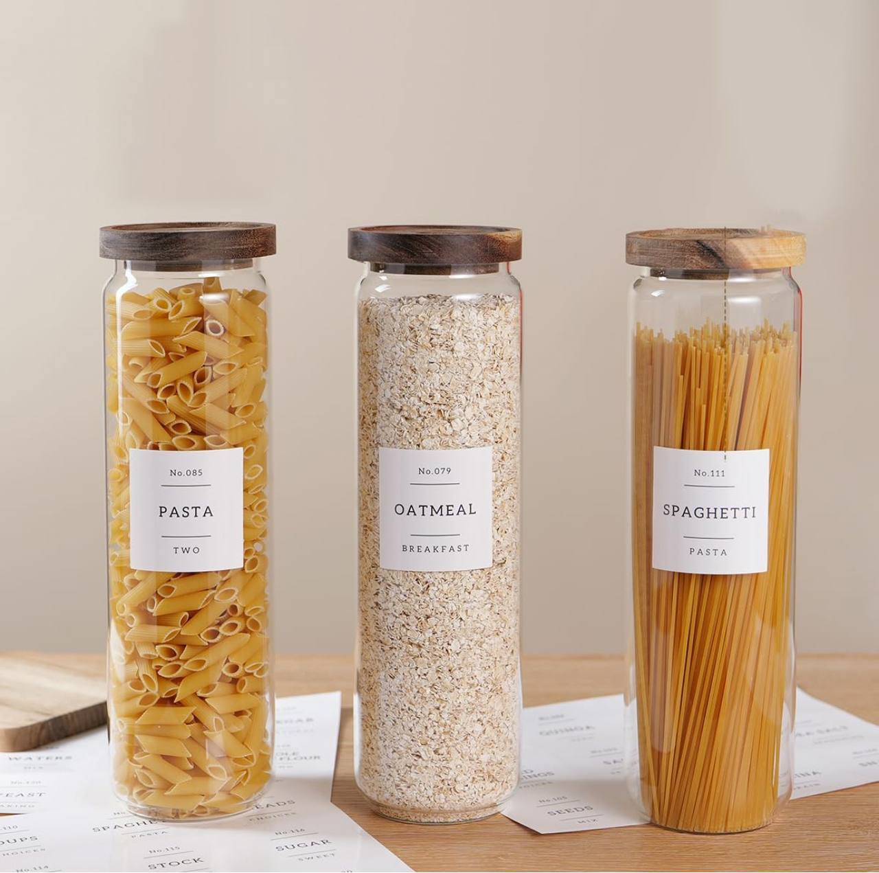 Acacia wooden sealed lid kitchen Storage Glass Jar with Bamboo lid.