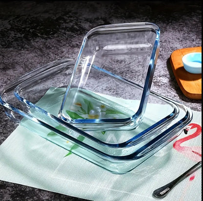 3pcs BAKING & MICROWAVEABLE glass casserole tins