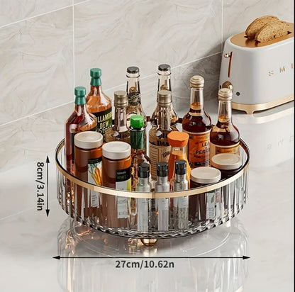 360-degree Rotating Turntable Organizer Space Saving Multi-Functional Storage Tray