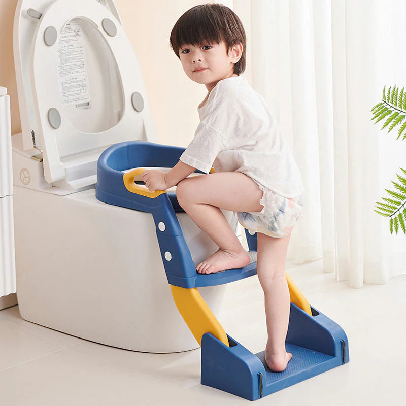2-in-1 toilet trainer seat with a ladder and potty