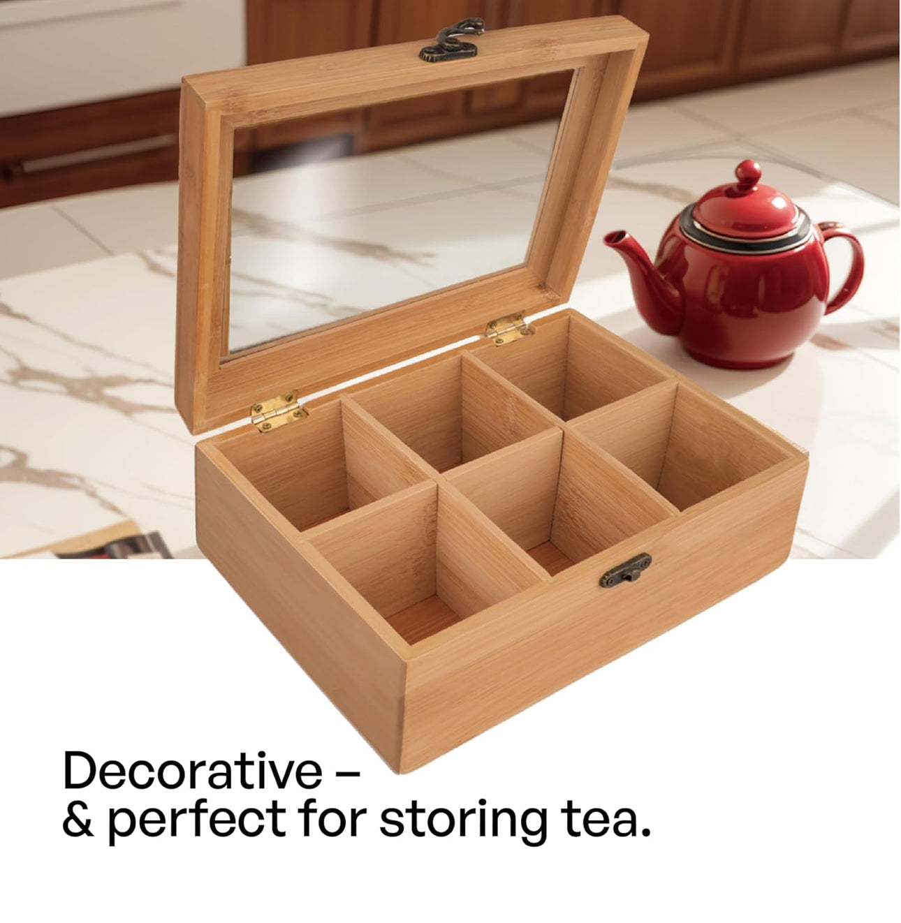 Eco friendly bamboo tea bag organizer