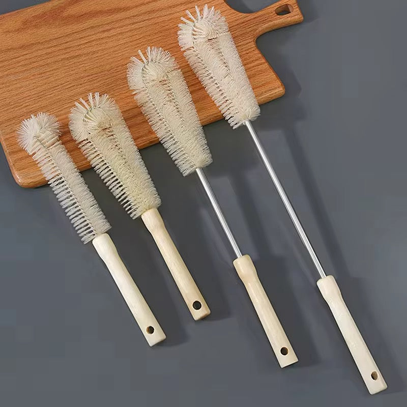 4 pcs Long Wooden handle bottle cleaning brushes