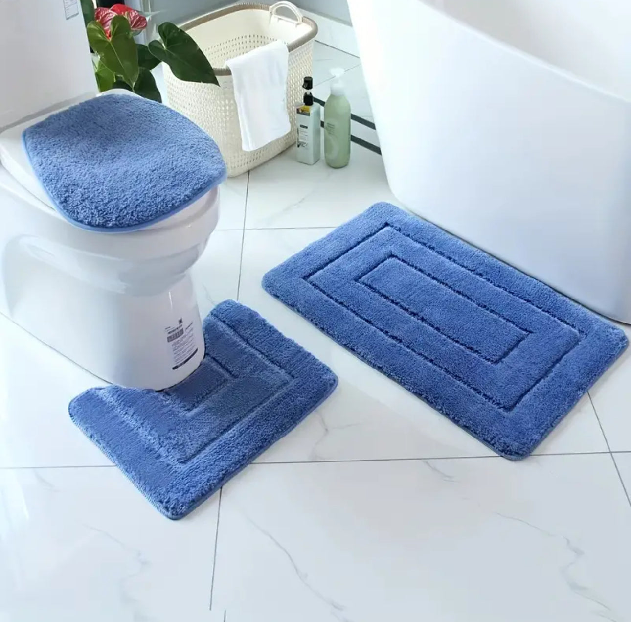 3pcs high quality flocking Toilet mat set