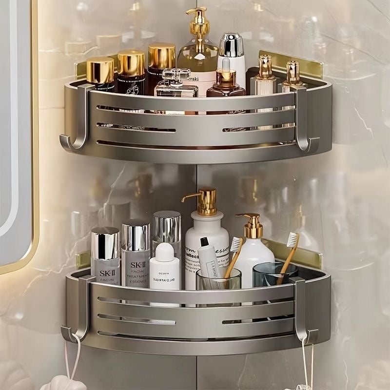 2pcs corner Aluminum wall mounted Bathroom Shelf set