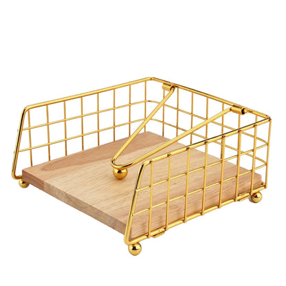 Luxury metallic serviette holder, with Bamboo place on/ napkin holder