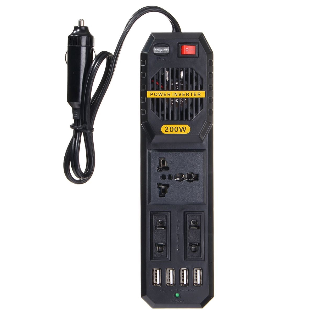 200W Portable power Car Inverter Peak DC 12V To 220V Sockets