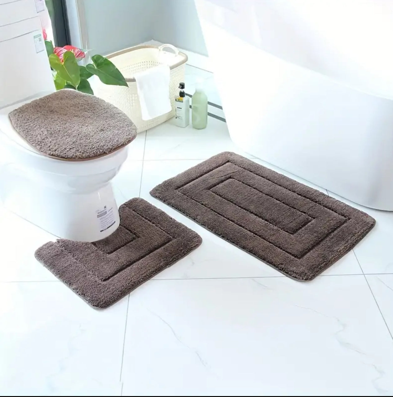 3pcs high quality flocking Toilet mat set