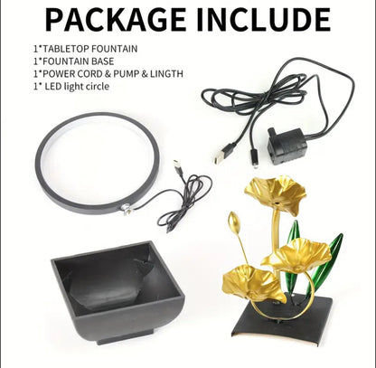 Electric table top mini water fountain + round  LED light
