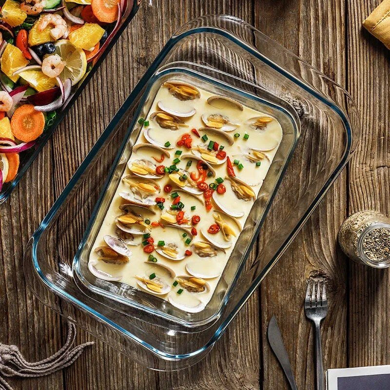 3pcs BAKING & MICROWAVEABLE glass casserole tins