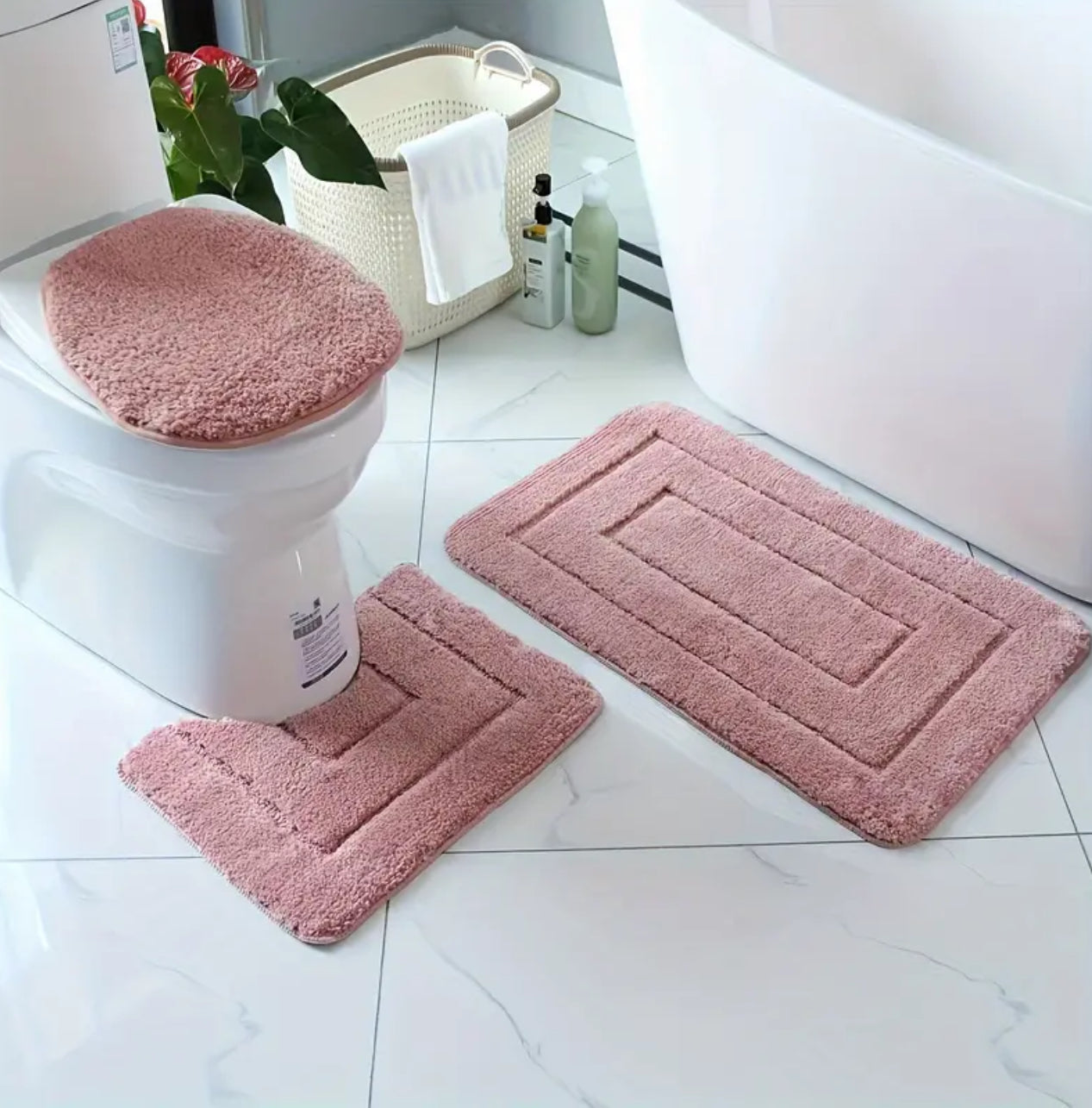 3pcs high quality flocking Toilet mat set
