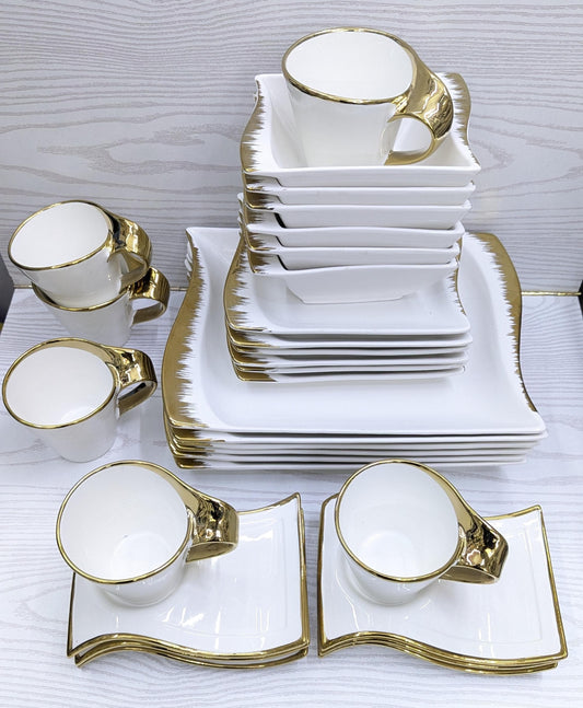30pcs wavy ceramic white dinner set