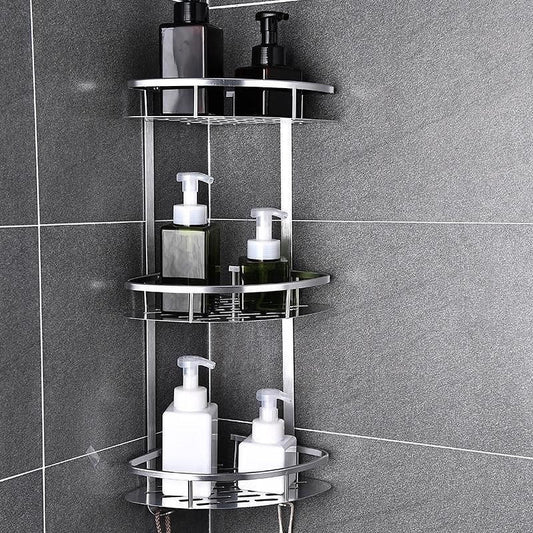 3 layer space aluminum bathroom corner shelf