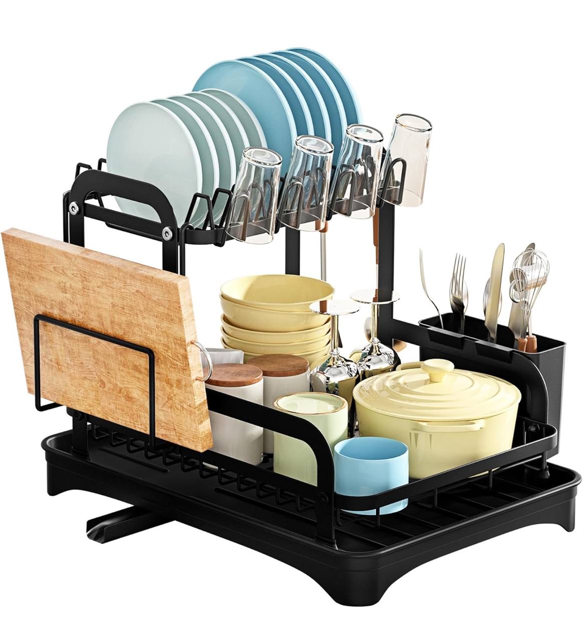 2 Tier Dish Drying Rack with Drip Tray