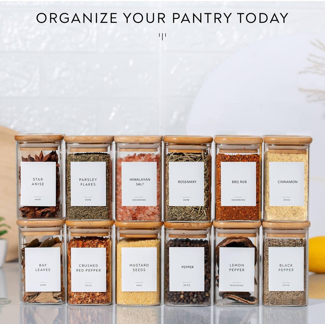 3 Tier bamboo spice Rack with 12 spice jars