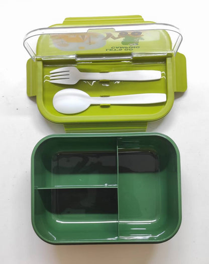 3 Compartment Lunch Box for Kids, Big Lunch Box with Spoon and Fork,