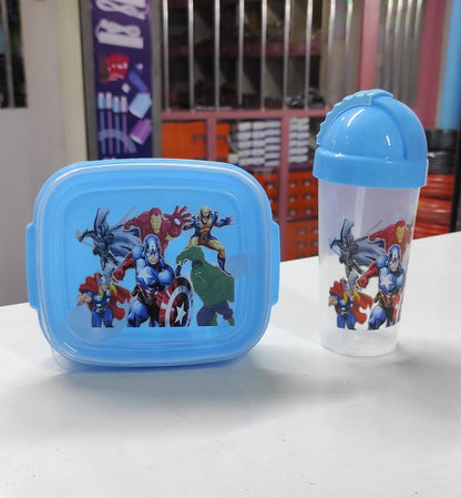 Combo cartoon themed 2-in-1 Lunch Box with Tumbler Set with straw