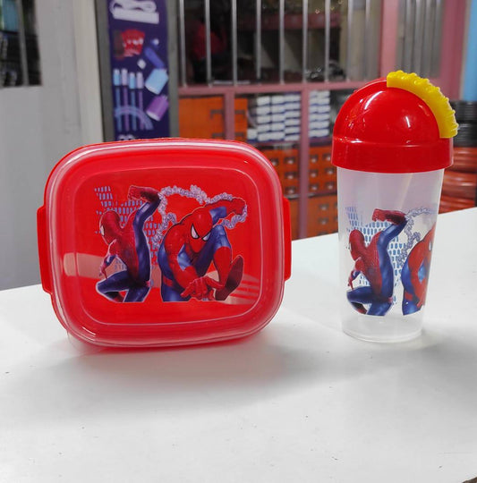 Combo cartoon themed 2-in-1 Lunch Box with Tumbler Set with straw