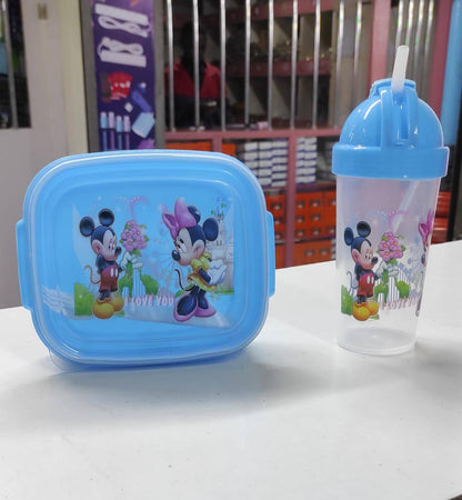 Combo cartoon themed 2-in-1 Lunch Box with Tumbler Set with straw
